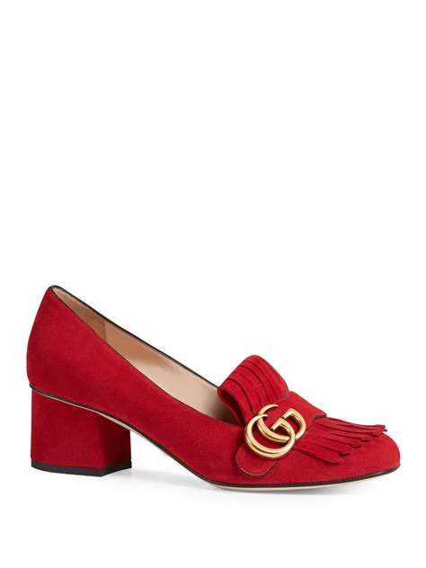 gucci red shoes women|red suede gucci shoes.